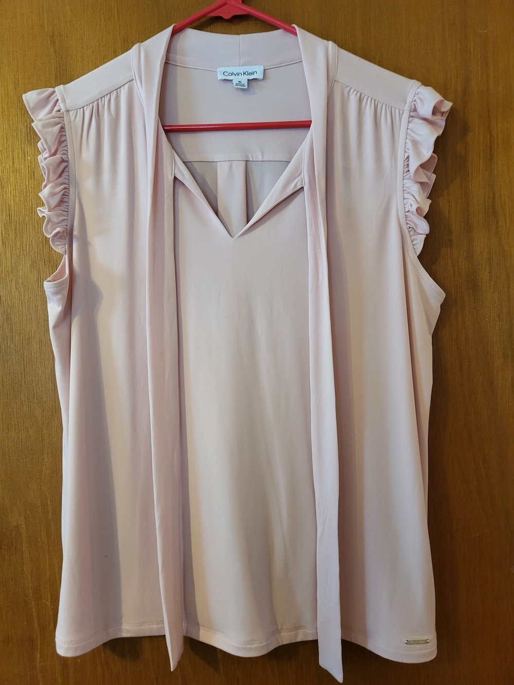 NWOT Calvin Klein Sleeveless Tie-Neck Top in Light Pink